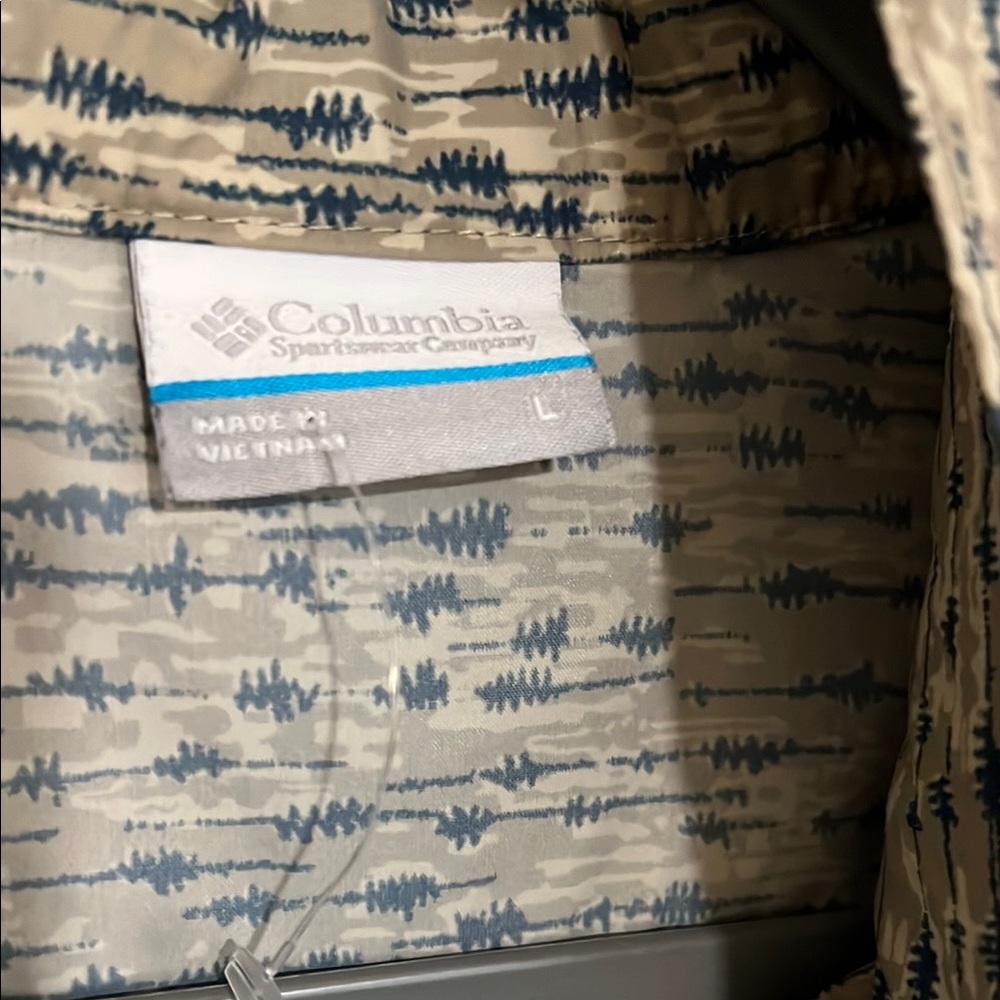 Columbia Gray Patterned Jacket Waterproof Mens Lg - image 3